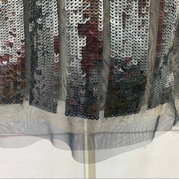 BCBGMAXAZRIA black sequin dress sheer straps - Picture 5 of 15